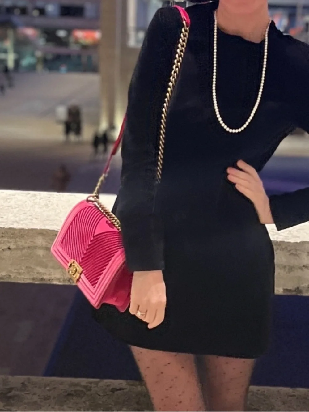 Chanel Boy Flap Bag in pink velvet with chevron quilting and gold-tone hardware.
